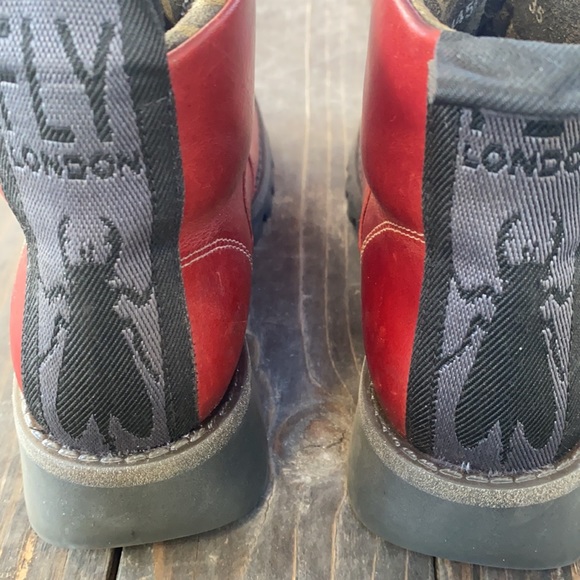 Fly London Roji Leather Lace Up Ankle Boots, Red - Picture 8 of 16